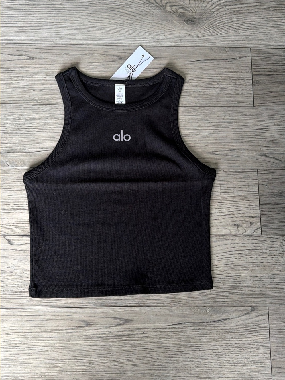 Black Ribbed High-Neck Crop Tank - Picture 3 of 3